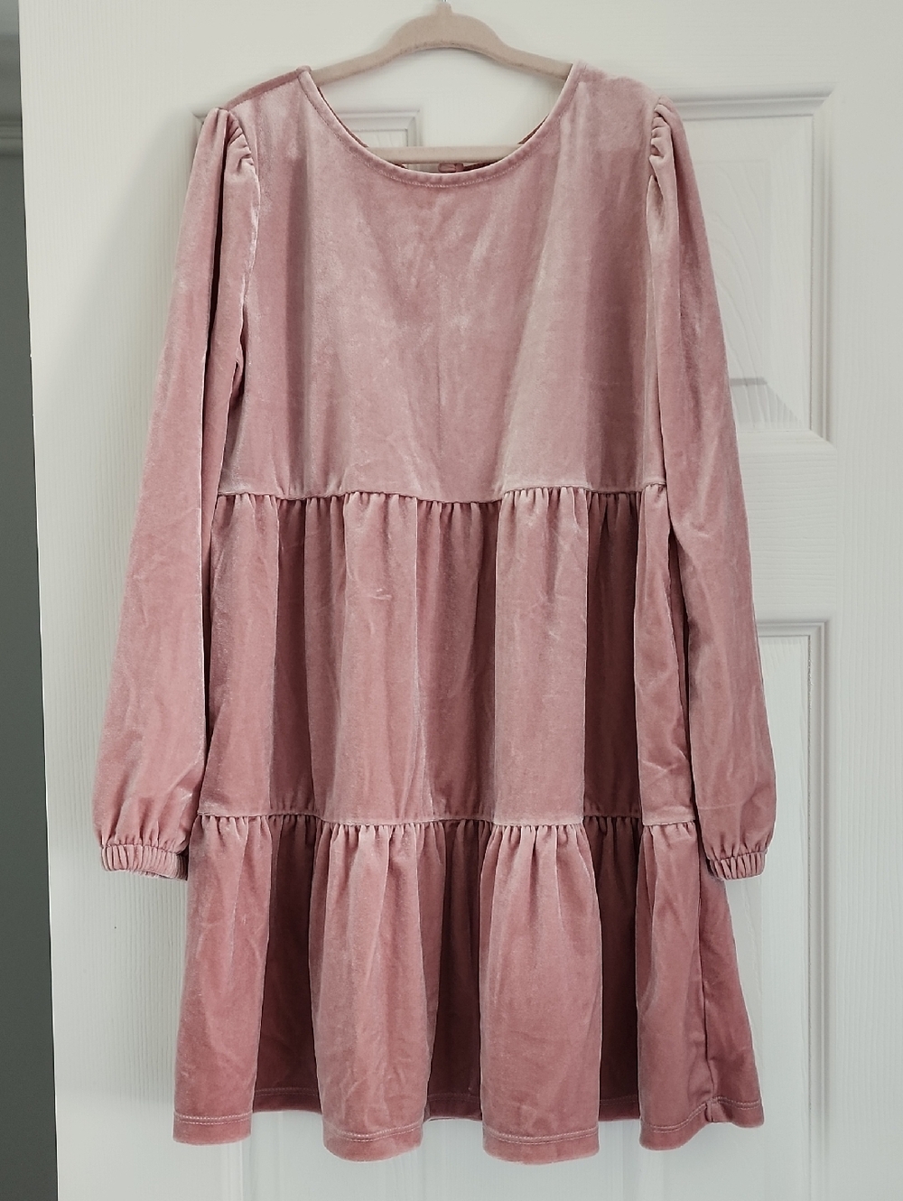 GAP Dusty Rose Velvet Tiered Dress